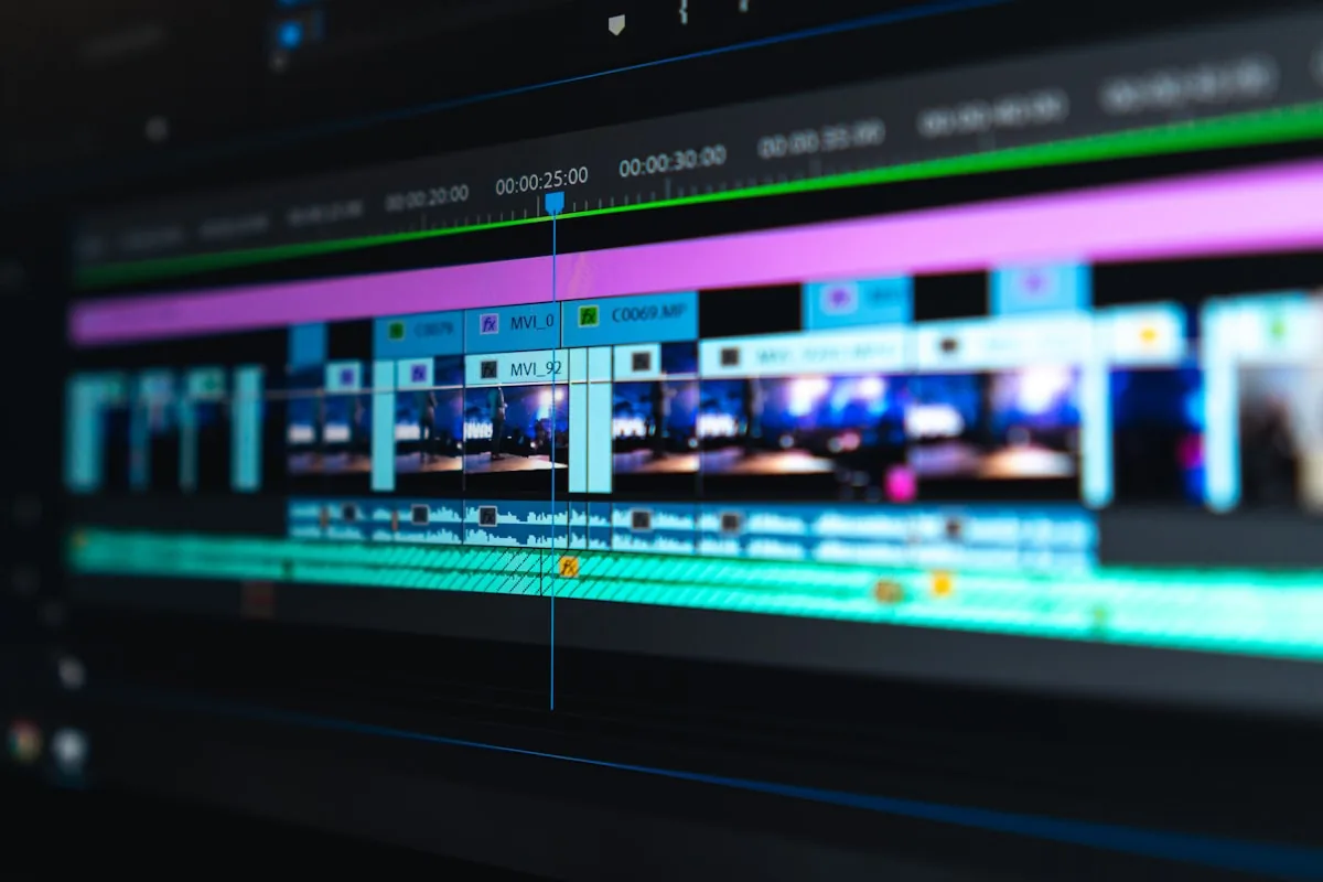 Video editor working on a timeline